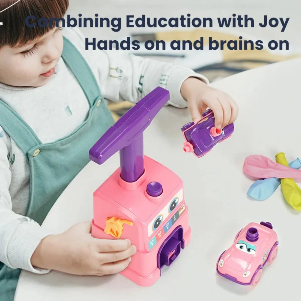 Children's Balloon Car Launcher Toy Balloon Powered Toys Inflatable Hand Push Mini Balloon Party Preschool Education Toy Gift