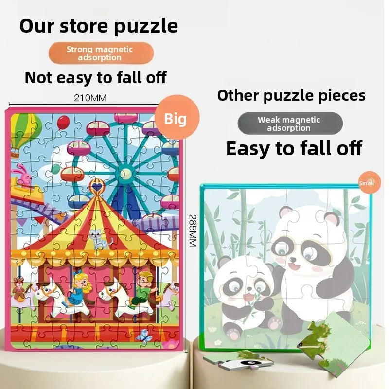 Iant Magnetic Puzzle Book for 3-6 Year Olds, Focus Training, Early Education Quiet Book, Hand-Eye Coordination, Logical Thinking