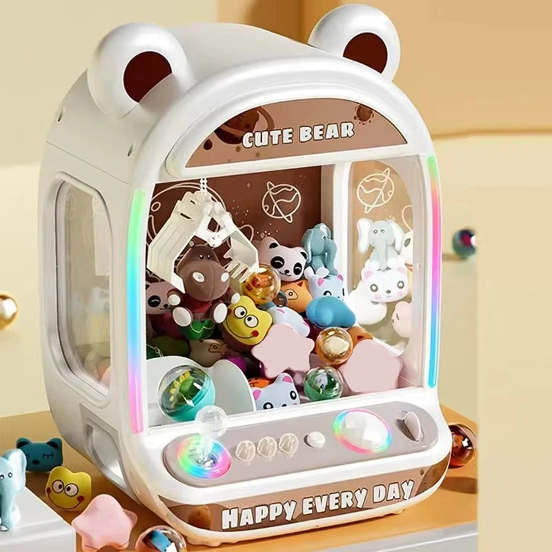 DIY Automatic Doll Machine Kids Coin Operated Play Game Mini Claw Catch Toy Crane Machines Music Doll for Christmas gifts